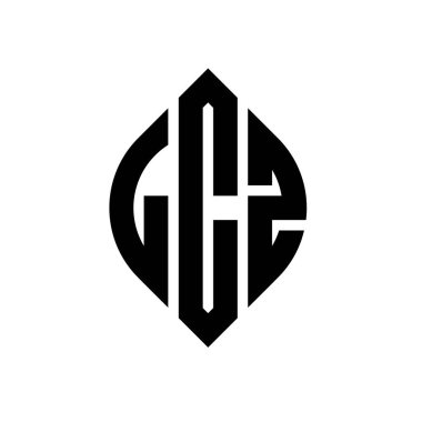 Çember ve elips şekilli LCZ daire harf logosu tasarımı. Tipografik biçimli LCZ elips harfleri. Üç baş harf daire şeklinde bir logo oluşturuyor. LCZ Çember Amblemi Soyut Monogram Harf İşaretleyici Vektörü.