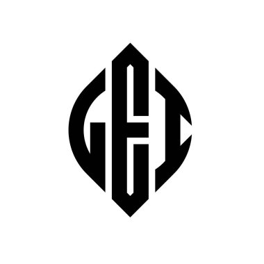 Çember ve elips şekilli LEI daire harf logosu tasarımı. LEI elips harfleri tipografik tarzda. Üç baş harf daire şeklinde bir logo oluşturuyor. LEI Çember Amblemi Soyut Monogram Harf İşaretleme Vektörü.
