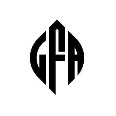 Çember ve elips şekilli LFA daire harf logosu tasarımı. Tipografik biçimli LFA elips harfleri. Üç baş harf daire şeklinde bir logo oluşturuyor. LFA Çember Amblemi Soyut Monogram Harf İşaretleme Vektörü.