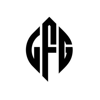 LFG circle letter logo design with circle and ellipse shape. LFG ellipse letters with typographic style. The three initials form a circle logo. LFG Circle Emblem Abstract Monogram Letter Mark Vector.
