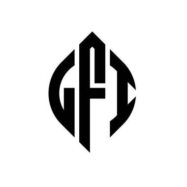 Çember ve elips şekilli LFI daire harf logosu tasarımı. LFI elips harfleri tipografik tarzda. Üç baş harf daire şeklinde bir logo oluşturuyor. LFI Çember Amblemi Soyut Monogram Harf İşaretleyici Vektörü.