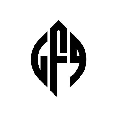 Çember ve elips şekilli LFQ daire harf logosu tasarımı. Tipografik biçimli LFQ elips harfleri. Üç baş harf daire şeklinde bir logo oluşturuyor. LFQ Çember Amblemi Soyut Monogram Harf İşaretleyici Vektörü.