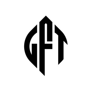 Çember ve elips şekilli LFT daire harf logosu tasarımı. Tipografik biçimli LFT elips harfleri. Üç baş harf daire şeklinde bir logo oluşturuyor. LFT Çember Amblemi Soyut Monogram Harf İşaretleyici Vektörü.