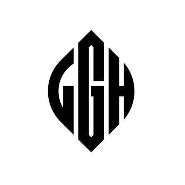 Çember ve elips şekilli LGH daire harf logosu tasarımı. Tipografik şekilli LGH elips harfleri. Üç baş harf daire şeklinde bir logo oluşturuyor. LGH Çemberi Amblemi Soyut Monogram Harf İşaretleme Vektörü.