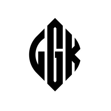Çember ve elips şekilli LGK daire harf logosu tasarımı. Tipografik biçimli LGK elips harfleri. Üç baş harf daire şeklinde bir logo oluşturuyor. LGK Çember Amblemi Soyut Monogram Harf İşaretleyici Vektörü.