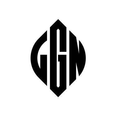 Çember ve elips şekilli LGN daire harf logosu tasarımı. Tipografik biçimli LGN elips harfleri. Üç baş harf daire şeklinde bir logo oluşturuyor. LGN Çember Amblemi Soyut Monogram Harf İşaretleyici Vektörü.