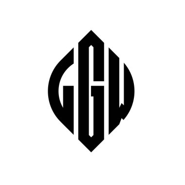 Çember ve elips şekilli LGW daire harf logosu tasarımı. Tipografik biçimli LGW elips harfleri. Üç baş harf daire şeklinde bir logo oluşturuyor. LGW Çember Amblemi Soyut Monogram Harf İşaretleyici Vektörü.