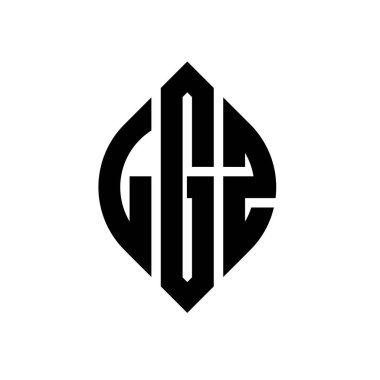 Çember ve elips şekilli LGZ daire harf logosu tasarımı. Tipografik biçimli LGZ elips harfleri. Üç baş harf daire şeklinde bir logo oluşturuyor. LGZ Çember Amblemi Soyut Monogram Harf İşaretleyici Vektörü.