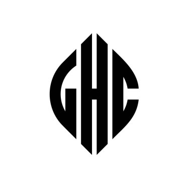 Çember ve elips şekilli LHC daire harf logosu tasarımı. Tipografik biçimli LHC elips harfleri. Üç baş harf daire şeklinde bir logo oluşturuyor. LHC Çember Amblemi Soyut Monogram Harf İşaretleyici Vektörü.