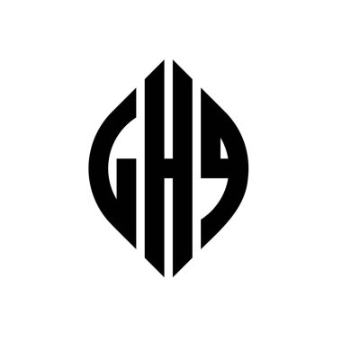 Çember ve elips şekilli LHQ daire harf logosu tasarımı. Tipografik biçimli LHQ elips harfleri. Üç baş harf daire şeklinde bir logo oluşturuyor. LHQ Çemberi Amblemi Soyut Monogram Harf İşaretleyici Vektörü.