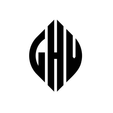 Çember ve elips şekilli LHV daire harf logosu tasarımı. Tipografik biçimli LHV elips harfleri. Üç baş harf daire şeklinde bir logo oluşturuyor. LHV Çember Amblemi Soyut Monogram Harf İşaretleyici Vektörü.