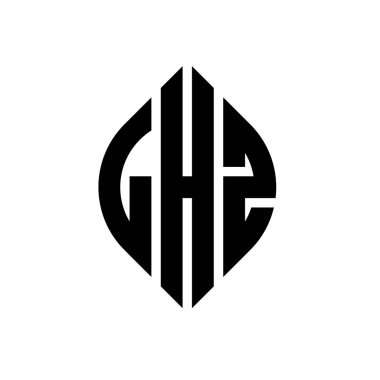 Çember ve elips şekilli LHZ daire harf logosu tasarımı. Tipografik biçimli LHZ elips harfleri. Üç baş harf daire şeklinde bir logo oluşturuyor. LHZ Çember Amblemi Soyut Monogram Harf İşaretleyici Vektörü.