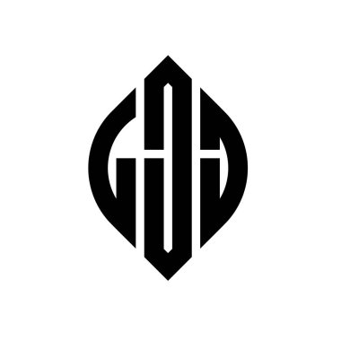 Çember ve elips şekilli LJJ daire harf logosu tasarımı. Tipografik biçimli LJJ elips harfleri. Üç baş harf daire şeklinde bir logo oluşturuyor. LJJ Çember Amblemi Soyut Monogram Harf İşaretleyici Vektörü.