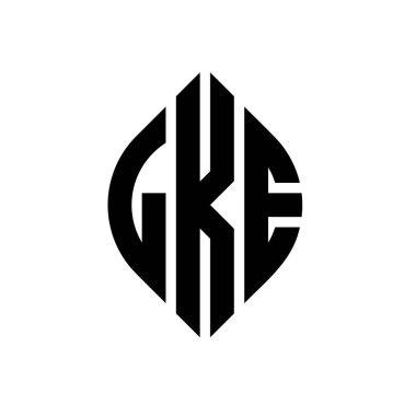 Çember ve elips şekilli LKE daire harf logosu tasarımı. Tipografik biçimli LKE elips harfleri. Üç baş harf daire şeklinde bir logo oluşturuyor. LKE Çemberi Amblemi Soyut Monogram Harf İşaretleme Vektörü.