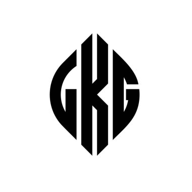 Çember ve elips şekilli LKG daire harf logosu tasarımı. Tipografik biçimli LKG elips harfleri. Üç baş harf daire şeklinde bir logo oluşturuyor. LKG Çember Amblemi Soyut Monogram Harf İşaretleyici Vektörü.