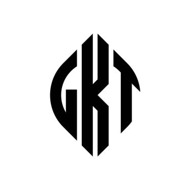 Çember ve elips şekilli LKT daire harf logosu tasarımı. Tipografik biçimli LKT elips harfleri. Üç baş harf daire şeklinde bir logo oluşturuyor. LKT Çemberi Amblemi Soyut Monogram Harf İşaretleyici Vektörü.
