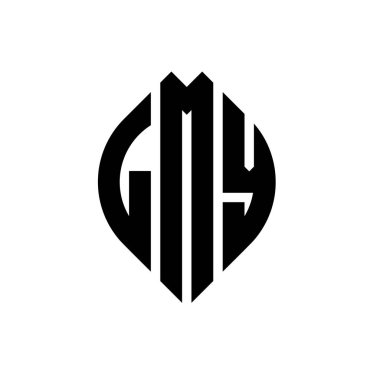 LMY circle letter logo design with circle and ellipse shape. LMY ellipse letters with typographic style. The three initials form a circle logo. LMY Circle Emblem Abstract Monogram Letter Mark Vector.