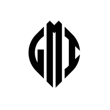 Çember ve elips şekilli LMI daire harf logosu tasarımı. LMI elips harfleri tipografik tarzda. Üç baş harf daire şeklinde bir logo oluşturuyor. LMI Çemberi Amblemi Soyut Monogram Harf İşaretleyici Vektörü.