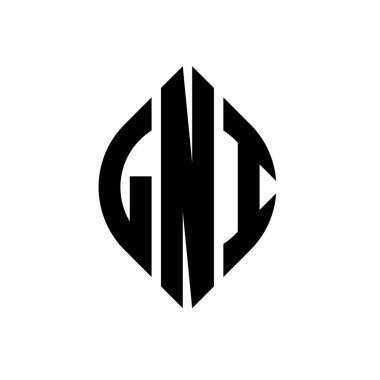 Çember ve elips şekilli LNI daire harf logosu tasarımı. Tipografik tarzda LNI elips harfleri. Üç baş harf daire şeklinde bir logo oluşturuyor. LNI Çember Amblemi Soyut Monogram Harf İşaretleyici Vektörü.