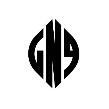 Çember ve elips şekilli LNQ daire harf logosu tasarımı. Tipografik biçimli LNQ elips harfleri. Üç baş harf daire şeklinde bir logo oluşturuyor. LNQ Çemberi Amblemi Soyut Monogram Harf İşaretleyici Vektörü.