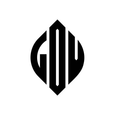 LOV circle letter logo design with circle and ellipse shape. LOV ellipse letters with typographic style. The three initials form a circle logo. LOV Circle Emblem Abstract Monogram Letter Mark Vector.