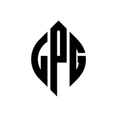 Çember ve elips şekilli LPG daire harf logosu tasarımı. Tipografik biçimli LPG elips harfleri. Üç baş harf daire şeklinde bir logo oluşturuyor. LPG Çember Amblemi Soyut Monogram Harf İşaretleyici Vektörü.