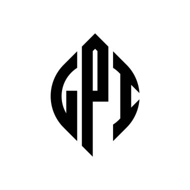 Çember ve elips şekilli LPI daire harf logosu tasarımı. Tipografik tarzda LPI elips harfleri. Üç baş harf daire şeklinde bir logo oluşturuyor. LPI Çember Amblemi Soyut Monogram Harf İşaretleyici Vektörü.