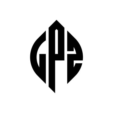 Çember ve elips şekilli LPZ daire harf logosu tasarımı. Tipografik biçimli LPZ elips harfleri. Üç baş harf daire şeklinde bir logo oluşturuyor. LPZ Çember Amblemi Soyut Monogram Harf İşaretleyici Vektörü.