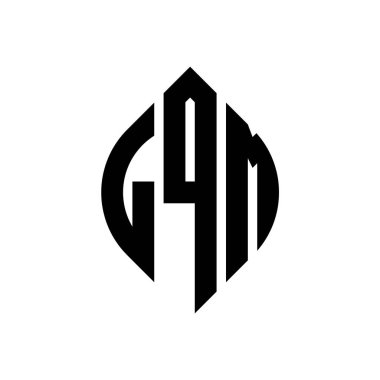Çember ve elips şekilli LQM daire harf logosu tasarımı. Tipografik biçimli LQM elips harfleri. Üç baş harf daire şeklinde bir logo oluşturuyor. LQM Çember Amblemi Soyut Monogram Harf İşaretleyici Vektörü.