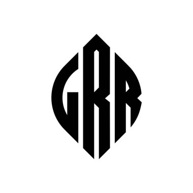 Çember ve elips şekilli LRR daire harf logosu tasarımı. Tipografik biçimli LRR elips harfleri. Üç baş harf daire şeklinde bir logo oluşturuyor. LRR Çember Amblemi Soyut Monogram Harf İşaretleyici Vektörü.