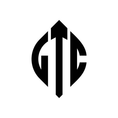 Çember ve elips şekilli LTC daire harf logosu tasarımı. Tipografik biçimli LTC elips harfleri. Üç baş harf daire şeklinde bir logo oluşturuyor. LTC Çember Amblemi Soyut Monogram Harf İşaretleyici Vektörü.