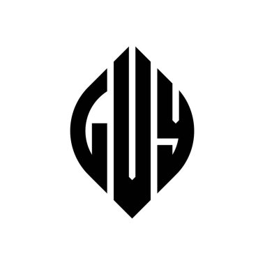 LVY circle letter logo design with circle and ellipse shape. LVY ellipse letters with typographic style. The three initials form a circle logo. LVY Circle Emblem Abstract Monogram Letter Mark Vector.