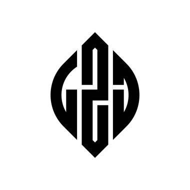 Dairesel ve elips şekilli LZJ daire harf logosu tasarımı. Tipografik biçimli LZJ elips harfleri. Üç baş harf daire şeklinde bir logo oluşturuyor. LZJ Çember Amblemi Soyut Monogram Harf İşaretleyici Vektörü.