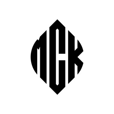 MCK circle letter logo design with circle and ellipse shape. MCK ellipse letters with typographic style. The three initials form a circle logo. MCK Circle Emblem Abstract Monogram Letter Mark Vector.