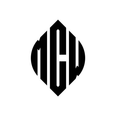 Çember ve elips şekilli MCW daire harf logosu tasarımı. MCW elips harfleri tipografik tarzda. Üç baş harf daire şeklinde bir logo oluşturuyor. MCW Çember Amblemi Soyut Monogram Harf İşaretleyici Vektörü.