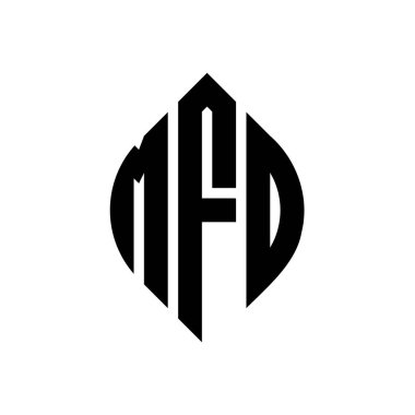 Çember ve elips şekilli MFD daire harf logosu tasarımı. MFD elips harfleri tipografik tarzda. Üç baş harf daire şeklinde bir logo oluşturuyor. MFD Çember Amblemi Soyut Monogram Harf İşaretleyici Vektörü.