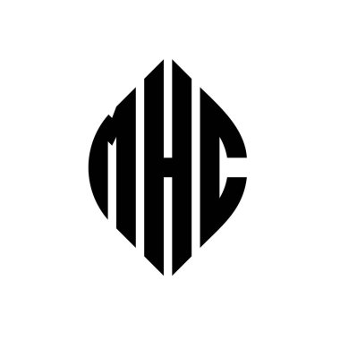 Çember ve elips şekilli MHC daire harf logosu tasarımı. MHC elips harfleri tipografik tarzda. Üç baş harf daire şeklinde bir logo oluşturuyor. MHC Çember Amblemi Soyut Monogram Harf İşaretleyici Vektörü.