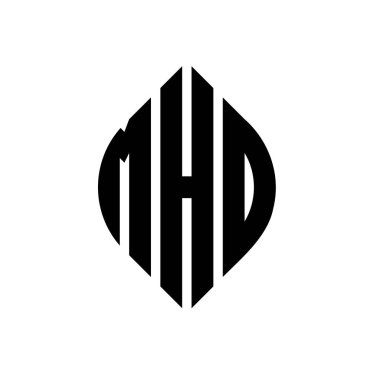 Çember ve elips şekilli MHO daire harf logosu tasarımı. MHO elips harfleri tipografik tarzda. Üç baş harf daire şeklinde bir logo oluşturuyor. MHO Çember Amblemi Soyut Monogram Harf İşaretleyici Vektörü.
