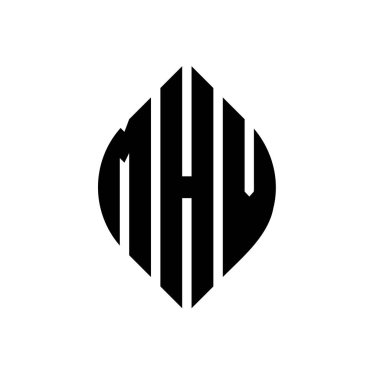 MHV circle letter logo design with circle and ellipse shape. MHV ellipse letters with typographic style. The three initials form a circle logo. MHV Circle Emblem Abstract Monogram Letter Mark Vector.