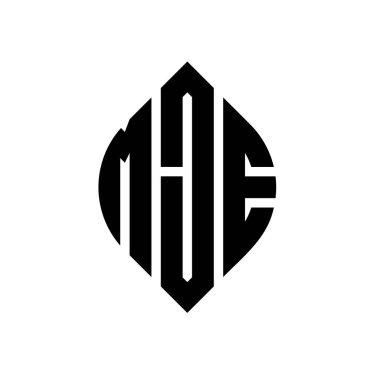 Çember ve elips şekilli MJE daire harf logosu tasarımı. Tipografik biçimli MJE elips harfleri. Üç baş harf daire şeklinde bir logo oluşturuyor. MJE Çember Amblemi Soyut Monogram Harf İşaretleyici Vektörü.