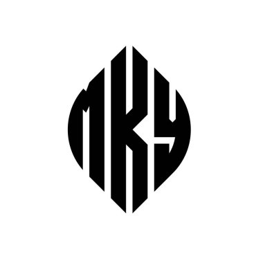 Çember ve elips şekilli MKY daire harf logosu tasarımı. Tipografik biçimli MKY elips harfleri. Üç baş harf daire şeklinde bir logo oluşturuyor. MKY Çember Amblemi Soyut Monogram Harf İşaretleyici Vektörü.