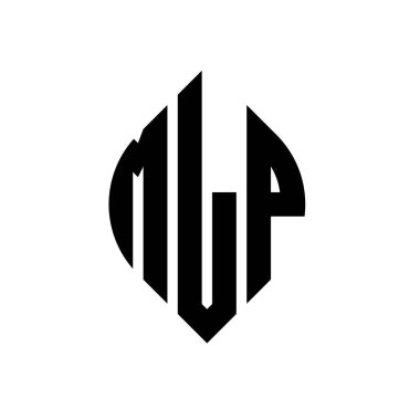 Çember ve elips şekilli MLP daire harf logosu tasarımı. Tipografik biçimli MLP elips harfleri. Üç baş harf daire şeklinde bir logo oluşturuyor. MLP Çember Amblemi Soyut Monogram Harf İşaretleyici Vektörü.