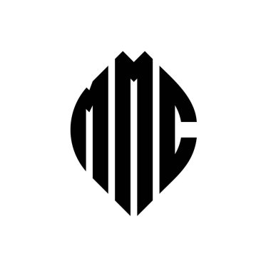 Çember ve elips şekilli MMC daire harf logosu tasarımı. MMC elips harfleri tipografik tarzda. Üç baş harf daire şeklinde bir logo oluşturuyor. MMC Çember Amblemi Soyut Monogram Harf İşaretleyici Vektörü.