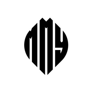 Çember ve elips şekilli MMY yuvarlak harf logosu tasarımı. MMY elips harfleri tipografik tarzda. Üç baş harf daire şeklinde bir logo oluşturuyor. MMY Çemberi Amblemi Soyut Monogram Harf İşaretleme Vektörü.