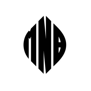Çember ve elips şekilli MNB daire harf logosu tasarımı. MNB elips harfleri tipografik tarzda. Üç baş harf daire şeklinde bir logo oluşturuyor. MNB Çember Amblemi Soyut Monogram Harf İşaretleyici Vektörü.