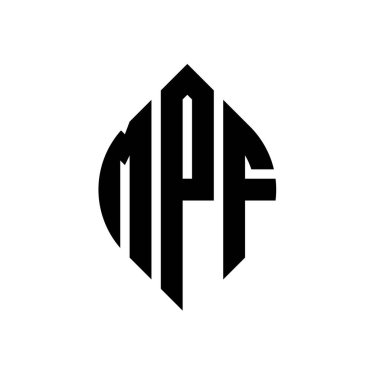 Çember ve elips şekilli MPF daire harf logosu tasarımı. MPF elips harfleri tipografik tarzda. Üç baş harf daire şeklinde bir logo oluşturuyor. MPF Çember Amblemi Soyut Monogram Harf İşaretleyici Vektörü.