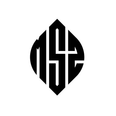 Çember ve elips şekilli MSZ daire harf logosu tasarımı. Tipografik biçimli MSZ elips harfleri. Üç baş harf daire şeklinde bir logo oluşturuyor. MSZ Çember Amblemi Soyut Monogram Harf İşaretleyici Vektörü.