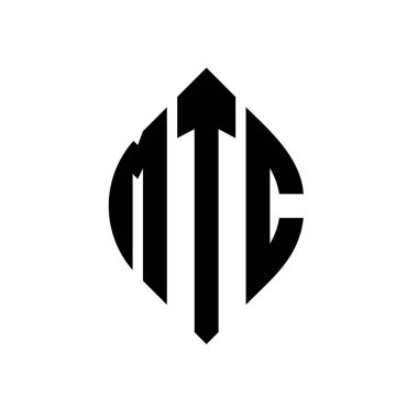 Çember ve elips şekilli MTC daire harf logosu tasarımı. MTC elips harfleri tipografik tarzda. Üç baş harf daire şeklinde bir logo oluşturuyor. MTC Çember Amblemi Soyut Monogram Harf İşaretleyici Vektörü.