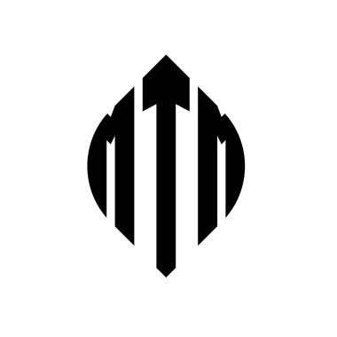 Çember ve elips şekilli MTM daire harf logosu tasarımı. Tipografik biçimli MTM elips harfleri. Üç baş harf daire şeklinde bir logo oluşturuyor. MTM Çember Amblemi Soyut Monogram Harf İşaretleyici Vektörü.