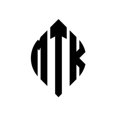 MTK circle letter logo design with circle and ellipse shape. MTK ellipse letters with typographic style. The three initials form a circle logo. MTK Circle Emblem Abstract Monogram Letter Mark Vector.